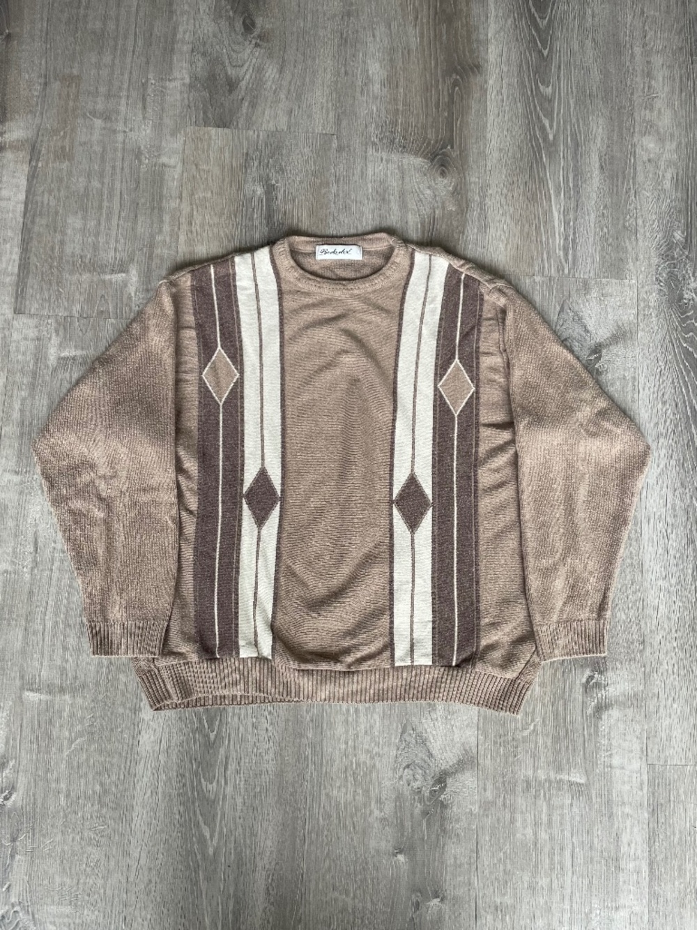 Vintage Berkertex Geometric Sweater Men's Large, Retro 80s/90s Grandpa